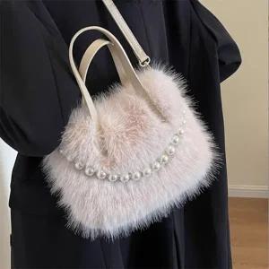 은창럭스 퍼 진주 크로스백 숄더백 가방 미니 털가방 겨울 가방 여성 여성용 여성 토트백 크리스마스