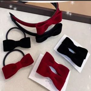 인기템고급 벨벳 미니 리본핀 앞머리핀 집게핀 옆머리핀 벨벳 리본 헤어밴드 크리스마스 리본머리띠