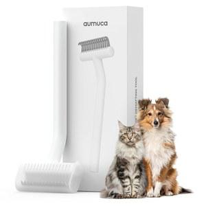 고양이와 소형/소형/소형견을 위한 아우무카 언더코트 갈퀴 u2013 긴 머리 또는 짧은 머리를 가진 이중 코팅 반려동물을 위한 탈포 브러시 및 탈포 빗, 고양이, 강아지, 토끼, 말을 위한 매트 퍼 u2013 그루밍 도구