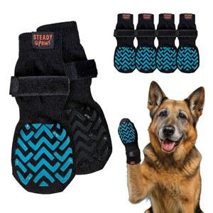 스테디 미끄럼 방지 반려견 양말 조절 가능한 스트랩이 있는 반려견용 견인 양말 원목 바닥 방지 통기성 세탁 가능 4팩 XS XXL 사이즈 XXL