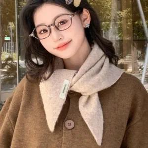 삼각 스카프 쁘띠 여자 목 가을 울 겨울 심플 무지