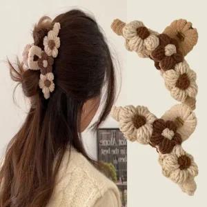 고정 헤어핀 겨울 집게핀 겨울헤어핀 헤어 삔 머리 꽃 니트 여성 머리핀