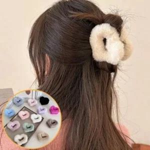 CO 겨울헤어악세서리 데일리 Ludia 퍼 하트헤어핀 헤어핀 겨울헤어핀