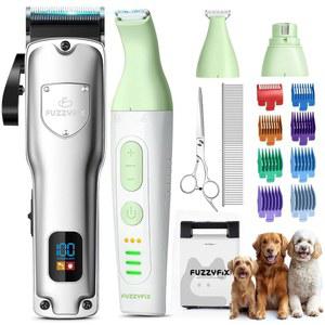 퍼지픽스 개 그루밍 키트 두꺼운 코트를 위한 그루밍용 클 애완동물 발 트리머 네일 그라인더 저소음 충전식 스테인리스 스틸 헤어 고양이 동물용