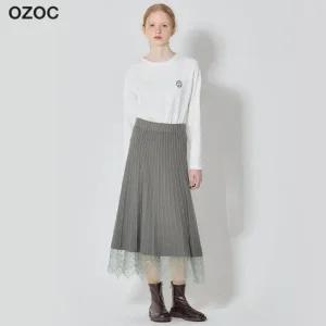 [오조크(OZOC)] 레이스 배색 니트 스커트 (택가격 99000원)