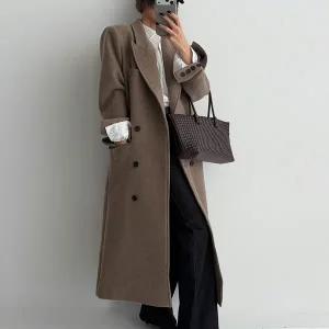 [신세계라이브쇼핑][옷자락] 여자 겨울 연말룩 카라넥 더블버튼 페이크포켓 롱코트