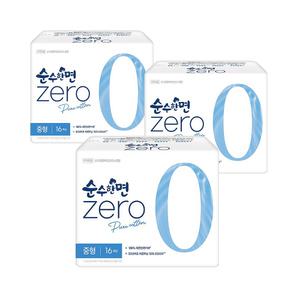 순수한면 제로 생리대 ZERO 중형 16개입x3팩