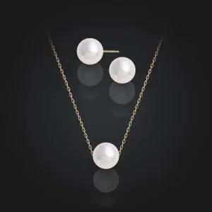 [CRICRI] 14K 스왈 8mm 진주 금 귀걸이 목걸이 41cm 세트