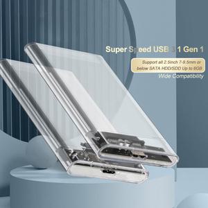 하드 드라이브 박스용 투명 HDD 케이스 2.5 인클로저 SATA-USB 3.0 C타입 3.1 모바일 외장