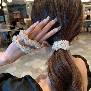 럭셔리 진주머리끈 고급스런 헤어슈슈 진주머리고무줄-WCEF6B9