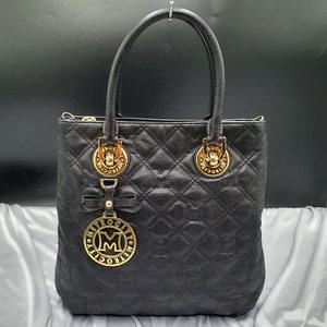 메트로시티 퀄팅 가죽 팬던트장식 엣지 토트백 중고 가방 은피아노