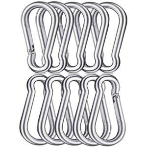 3인치 카라비너 스프링 스냅 후크 스틸 클립 링크 버클 헤비 듀티 8x80mm 10개 야외 캠핑 하이킹 해먹 스윙, 화이트