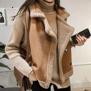 [콩심팥심]여성 스웨이드 인조 무스탕 조끼 캐주얼 겨울 아우터