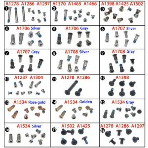 세트 Rina A1534 케이스 A1286 A1706 나사 노트북 A1502 A1297 25 A1278 하단 A1398 A1708