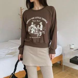 [하프클럽/]여성 롱슬리브 라글란 컷아웃 나염 맨투맨