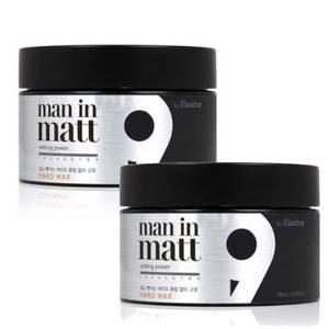 엘라스틴 맨인매트 Man In Matt No9 하드왁스 80g X 2개 굵고 뻗치는 직모용 강력고정 무광택 헤어젤 헤어스타일링 헤어왁스 무스