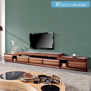 [아이캐슬]글라시 천연무늬목 확장형 거실장