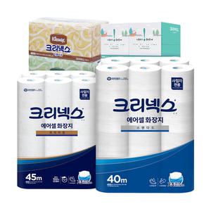 [크리넥스]물에 잘 녹는 에어셀 두루마리 화장지 롤휴지 점보롤 각티슈