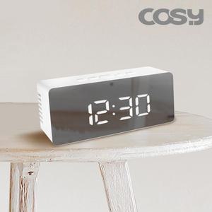 [코시] LED 미러 디지털 직사각 탁상시계 무드등 스누즈 알람기능 무소음 / 자취 집들이 선물AC3338M