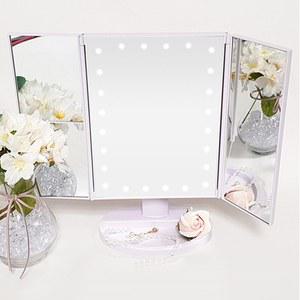 뷰센스 LED 조명 3단 접이식 화장 거울 소형 BS034B 탁상 메이크업 거울