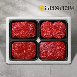 [농협횡성한우][농협횡성한우]  1등급 하누리정육세트 2호 1.6kg (국거리1팩+산적1팩+불고기1팩+장조림1팩