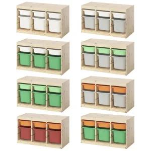 TROFAST 트로파스트 수납장+바구니6개 프레임 우드 93x44x53cm/서랍장/정리함/보