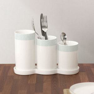 메쉬라인 3단 도자기 수저통