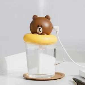 라인프렌즈 아무데나 꽂아쓰는 USB 미니 가습기 브라운 필터 생수병 가습기