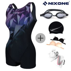 닉스원 여자 실내 숏 반신수영복 NSW-4987BK 5종세트