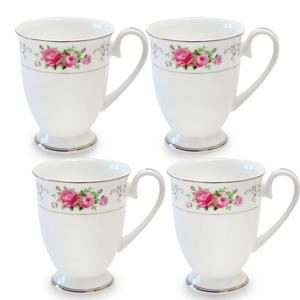핑크로즈 머그컵 300ml 4p 세트 찻잔 커피잔 본차이나 컵세트 집들이 이사선물