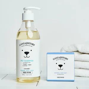 [샴푸+비누세트] 강아지스토리 강아지샴푸 400ml 저자극 애견비누 파우더향