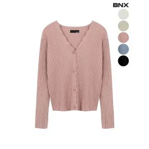 [하프클럽/BNX]여성 골지 프릴 브이넥 가디건