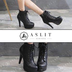 [기타][애슬릿] 여성 워커 레이스업 부츠 가보시 킬 힐 12cm