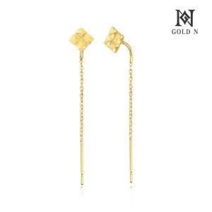 [골드앤] 14K 컷팅스퀘어 롱드롭 귀걸이 YG