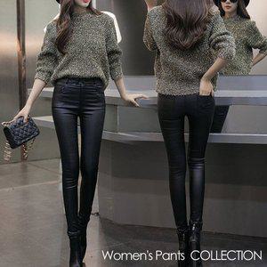 [노다지닷컴]9부 투버튼 가죽 팬츠 레깅스 피치 기모바지 겨울 레자