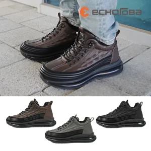 [에코로바]매듭이 필요없는 통 에어 쿠셔닝 기모 안감 남성 멀티 키높이 운동화 ER1035