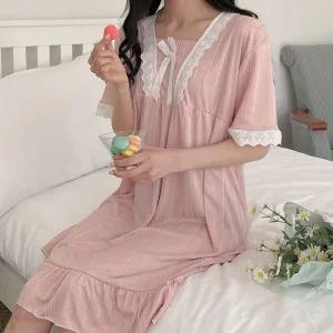 (반팔) 플라워 레이스 원피스 잠옷 파자마 홈웨어 이지웨어