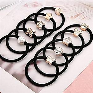 [M7] 여자 포인트 고탄력 100개 머리끈 펜던트 세트