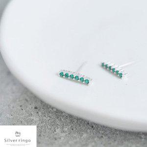 [실버링고]실버925 5월탄생석귀걸이 에메랄드페이브E