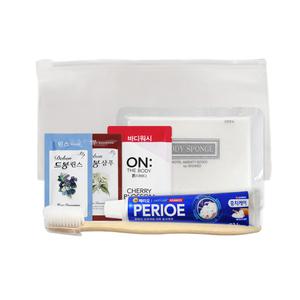 반투명 파우치 여행용세트 6종 세면도구 샴푸 린스 바디워시 치약 샤워타올