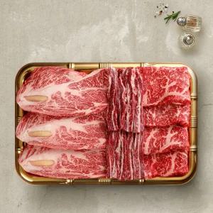 갤러리아 [투뿔한소] 한우 1++등급 채반 선물세트 1호 1kg(등심x2팩+채끝+갈비