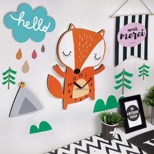 [텐바이텐]북유럽 캐릭터 벽시계(여우) + 오너먼트,시트지set (무소음)