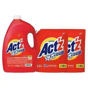 액츠 파워젤 드럼 용기, 4.21L, 1개 + 리필, 2L, 2개