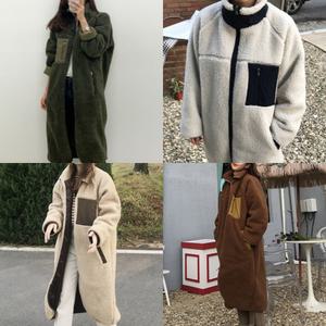 겨울 4컬러 여성 롱코트 1p 양털자켓 두꺼운 집업 오버핏 후리스 뽀글이 카키 화이트