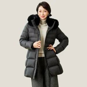 [마담엘레강스] 줄리안 폭스후드  구스다운 코트 K234CT01