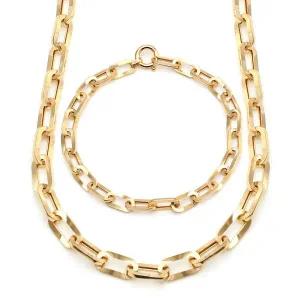 [비앤비골드] 18K 심플 볼드 사선컷팅 클립체인 주얼리세트 (목걸이+팔찌) JNS29773