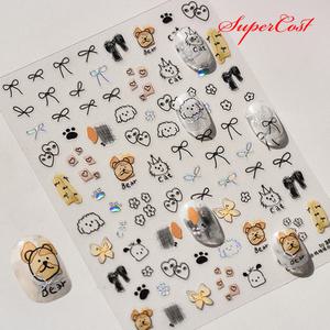 네일아트 펜그림 같은 드로잉 리본 케릭터 네일스티커