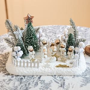 크리스마스 장식 성탄절 센터피스 감사 29cm 테이블 탁상용 데코 소품 교회 예수 꾸미기 조화