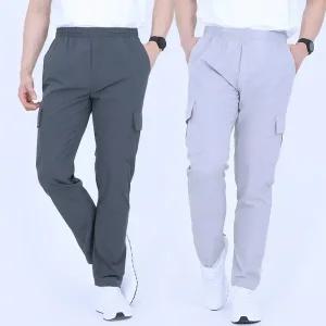 여름 카고바지 냉감 쿨 기능성 하의 아이스 냉장고 구김없는 허리밴드 캐주얼 건빵 쿨링 스판 밴딩 얇은 바스락 고무 일자 팬츠