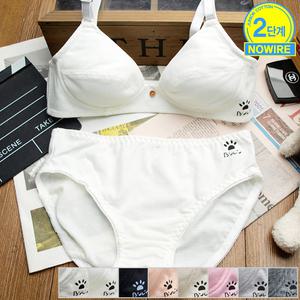 J2012베이직 2단계 주니어브라 팬티 여자 학생 속옷세트 면브라 노와이어 홑겹 중학생 초등학생 브라